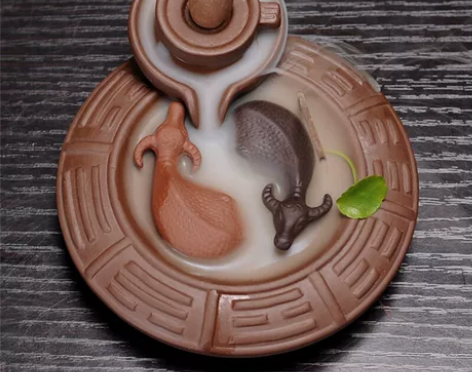 香插香托时来运转牛倒流香炉创意摆件紫砂香檀...