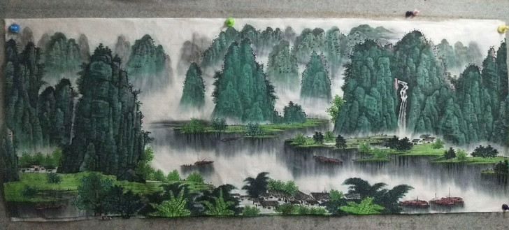 小六尺，灕江山水。純手繪，曾娟作品