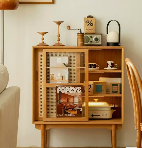 北欧实木书柜原木家具现代简约置物柜客厅电视...