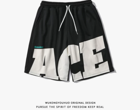 悟空有货欧美嘻哈字母印花运动短裤男潮牌街头...