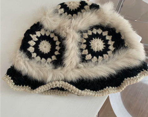 毛毛帽子真毛兔毛绒皮草帽编织防寒保暖针织帽...