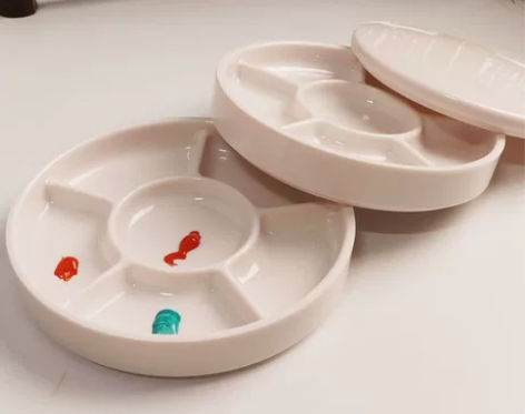 调色盘 国画调色盘调色碟颜料瓷盘圆形塑料带...