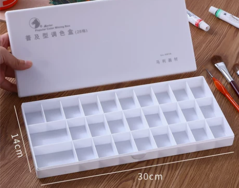 调色盘 颜料调色盘调色盒马利 28格水粉丙...