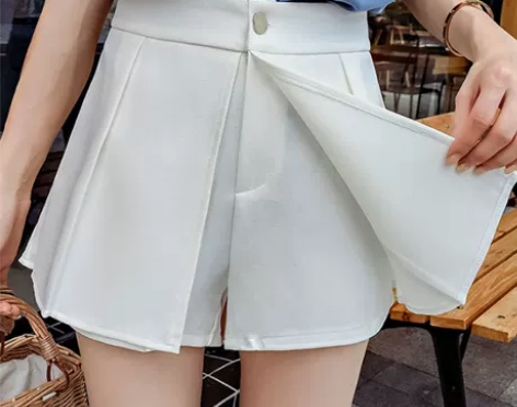 高腰短裤女宽松2019新款韩版百搭学生雪纺...