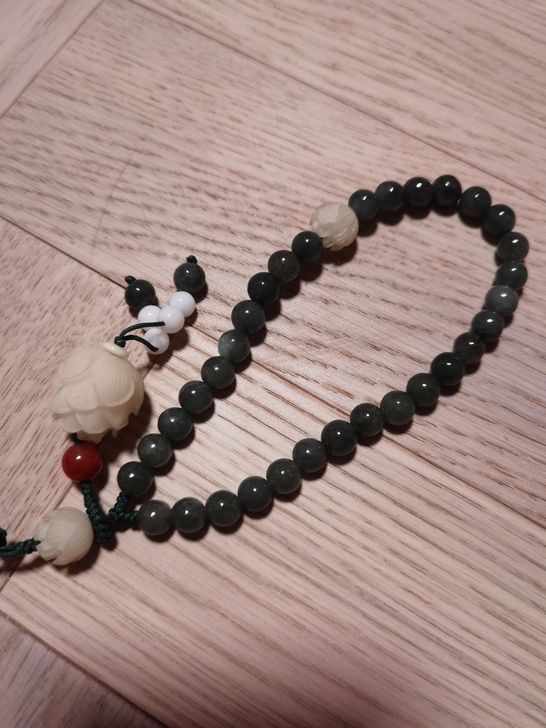 白玉菩提寿山石古风短款手腕手机链挂绳防丢可...