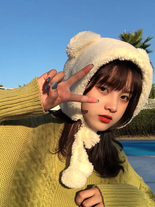 6折包u出白色小熊毛绒帽