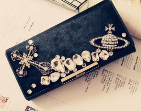 ?2012韩版正品高帆真皮马毛手工镶钻钱包...