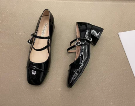 法式粗跟小众单鞋女鞋子2022年秋夏季新款...