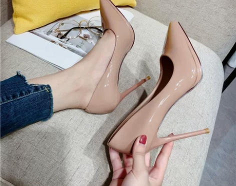 裸色高跟鞋女细跟2020年秋冬新款百搭防水...