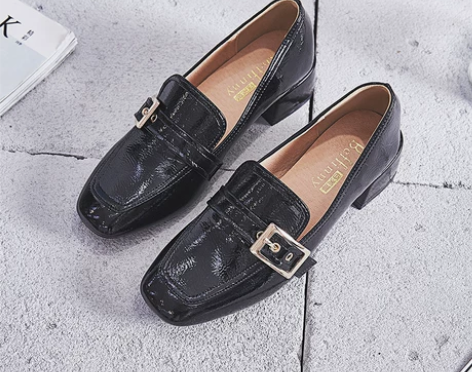 ?中跟乐福鞋女春秋款韩版百搭仙女单鞋粗跟 ...