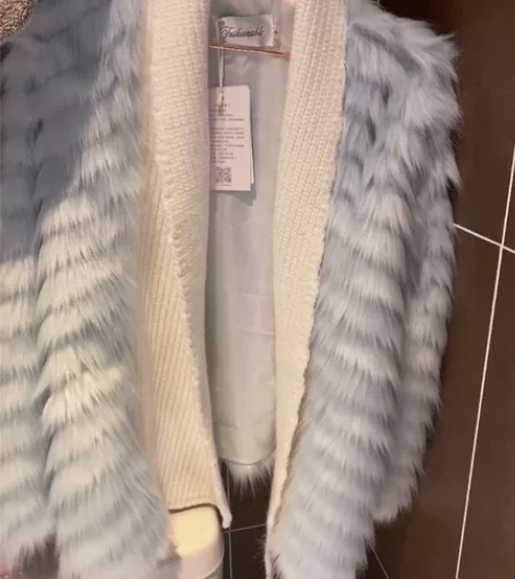 纪安熙丨拼接毛茸茸皮草外套女装2021冬季...