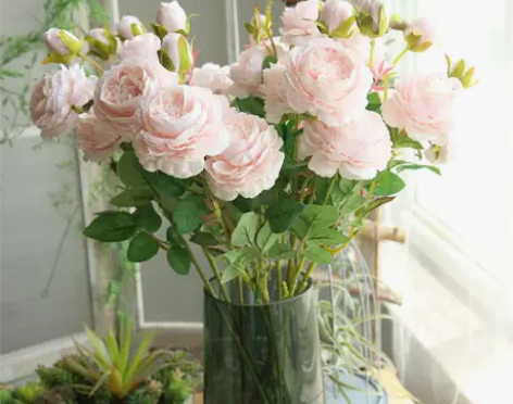 仿真牡丹花玫瑰花束婚庆家居客厅落地装饰干花...