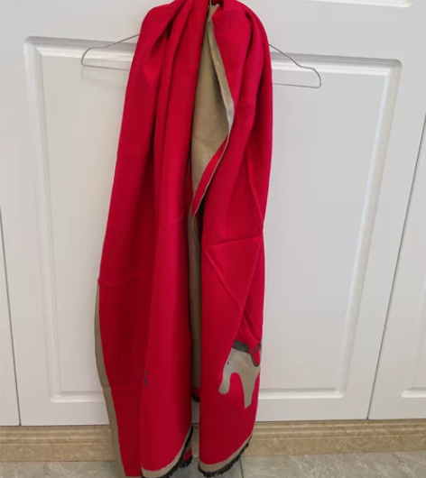 爱马仕围巾女秋冬韩版仿羊绒保暖针织披肩两用...