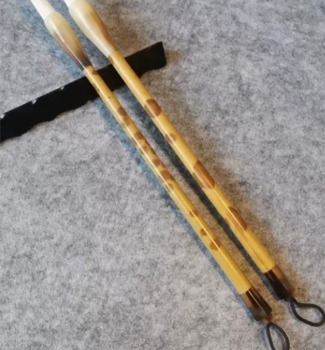 大楷毛笔两支羊毫笔福建红湘妃竹子笔杆花牛角...