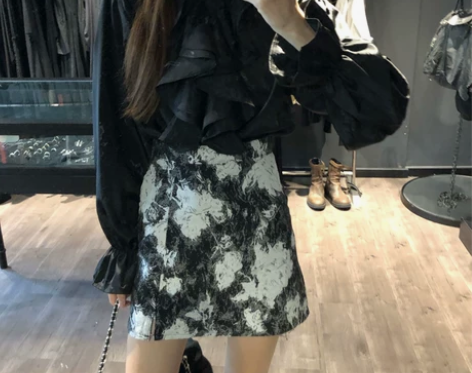 扎染半身裙女春秋高腰显瘦a字裙秋季复古百搭...