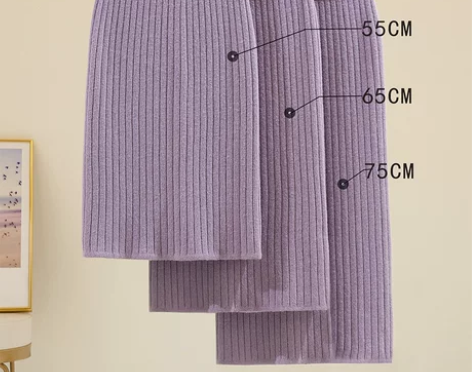 包臀针织半身裙秋冬女加厚开叉中长款大码高腰...