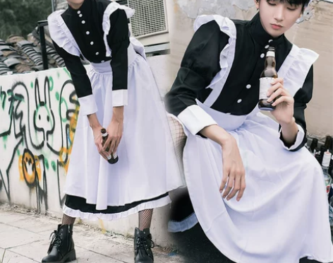 ?猫老师男穿女仆装女装大佬cosplay服...