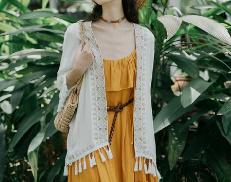 民族风刺绣防晒衫沙滩外搭宽松薄外套波西米亚...