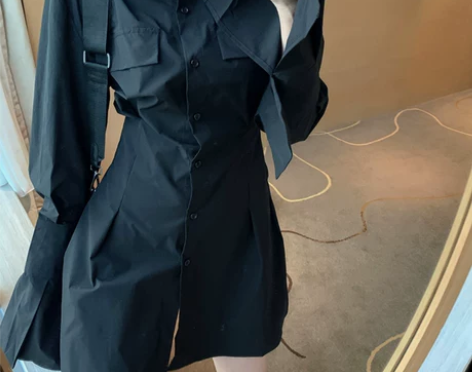 春季2022年新款港风复古轻熟气质衬衫裙收...