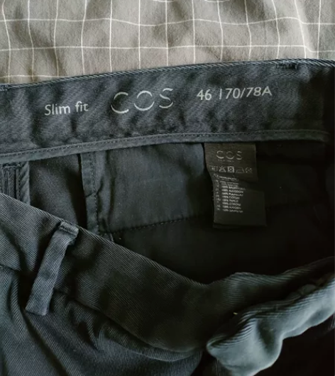 COS男士休闲裤通勤裤收腿形，版型设计非常...