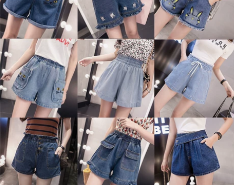 加肥加大码高腰牛仔短裤女夏季学生胖妹妹20...