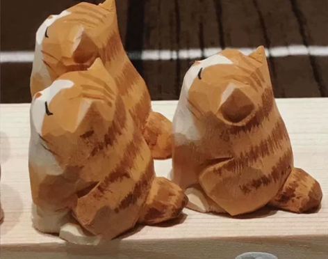 【纯手工木雕】创意小件小橘猫 山雀 东西有...