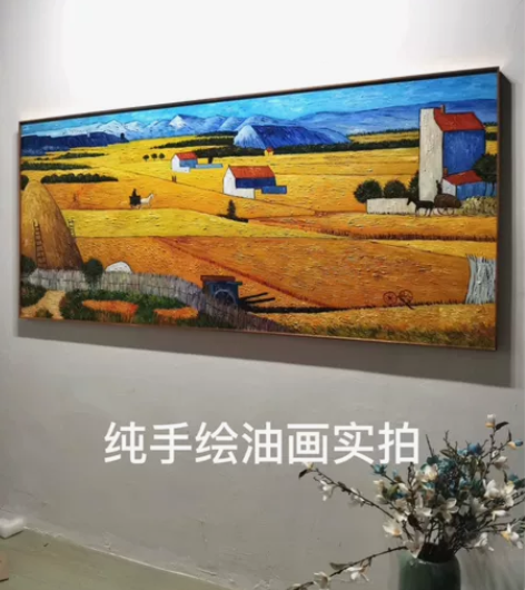 梵高名画纯手绘油画简约现代客厅装饰画美式壁...