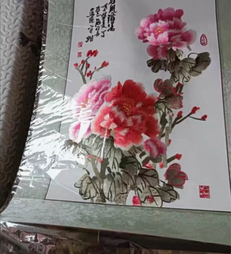 帮叔叔家清货。苏绣画。50x70精品刺绣画...