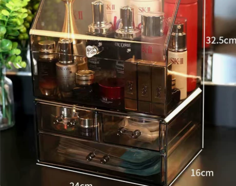 化妆品收纳盒防尘网红护肤品置物架家用梳妆台...