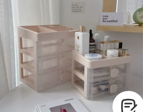 简约透明化妆品收纳盒桌面卧室护肤品面膜抽屉...