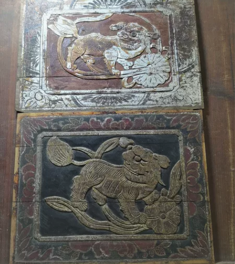 老木雕花板，狮子2片，民宿茶馆装饰收藏 感...