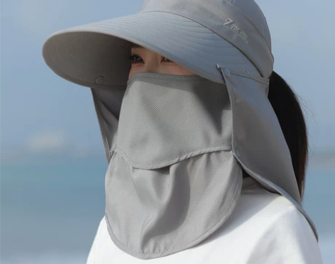 防紫外线遮阳帽女夏遮脸采茶护脖防晒防尘面罩...