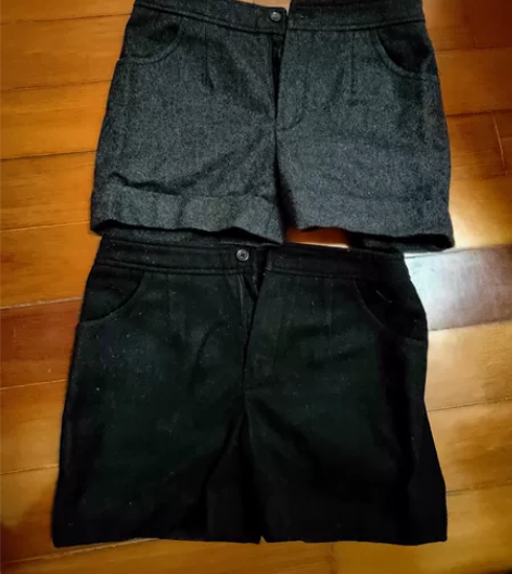 女式毛呢短裤 100斤以下穿 两条10块钱...