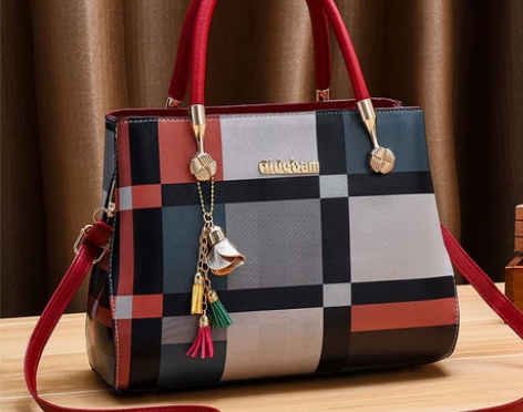 2022秋冬时尚格子新款大气包大容量手提包...