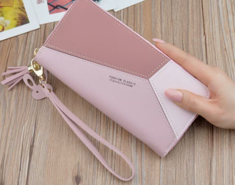 钱夹钱包手拿钱包女长款拼接拉链手机包学生皮夹