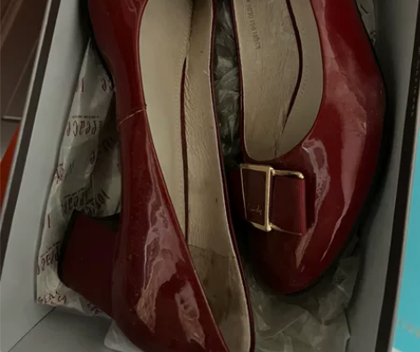 红色女鞋 康丽单鞋低跟38码 无印良品帆布...