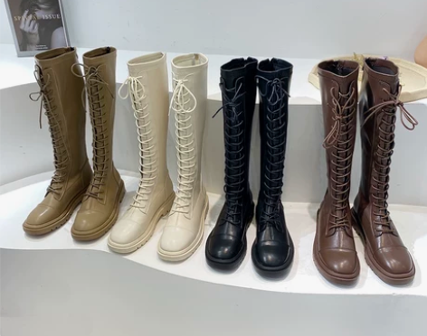 马丁靴女2021年新款长筒靴春秋单靴筒厚底...