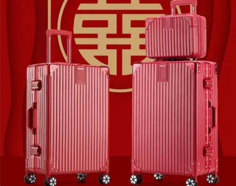 红色行李箱结婚新娘陪嫁箱拉杆箱女皮箱子压婚...