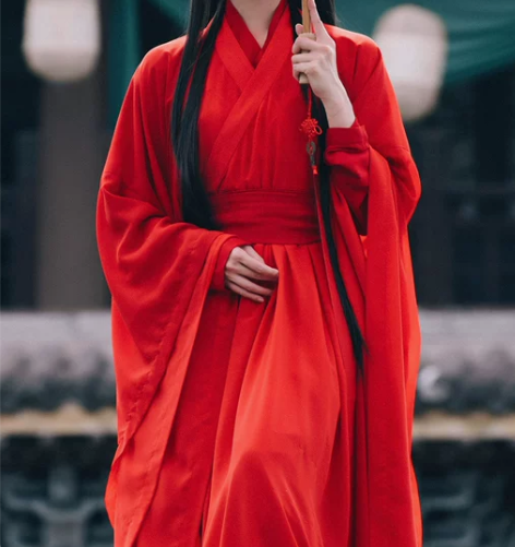 红色汉服女夏款直裾古风中国风超仙气古装广袖...
