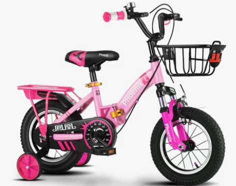 凤凰儿童自行车14寸，玫红色，无辅助轮，天...