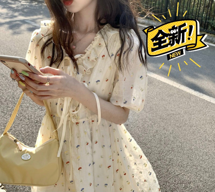 法式复古连衣裙女2021夏季新款少女ins...