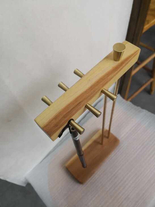原木风格毛笔架黄铜笔挂,老枣木手工,高42...