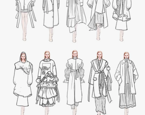 帮画服装设计效果图，画服装画。款式图  风...