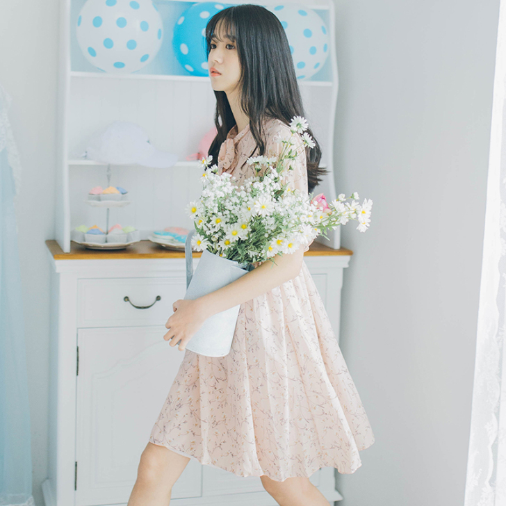 天天特价2016夏季新品田园森女风显瘦素色...