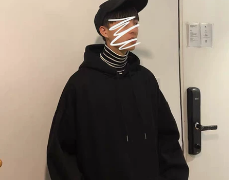 NAGAWL秋冬纯色加绒连帽卫衣套头男休闲...