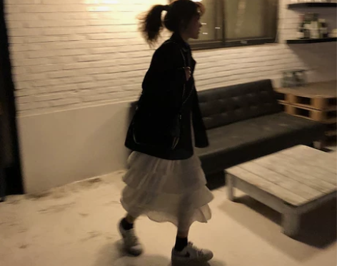 复古压褶高腰显瘦雪纺半身裙层层仙女裙长款荷...