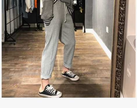 春秋款宽松显瘦休闲裤,百搭休闲裤,图上的印...