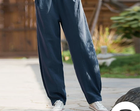 全新棉麻裤子2022新款苎麻宽松太极裤大码...