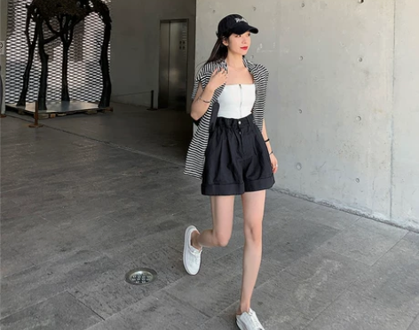 短裤女夏季宽松高腰显瘦显高休闲直筒 五分阔...