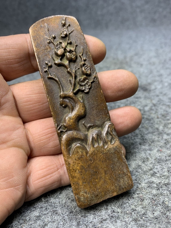 赔钱转让老铜器浮雕梅花印章文房四宝镇尺镇纸...